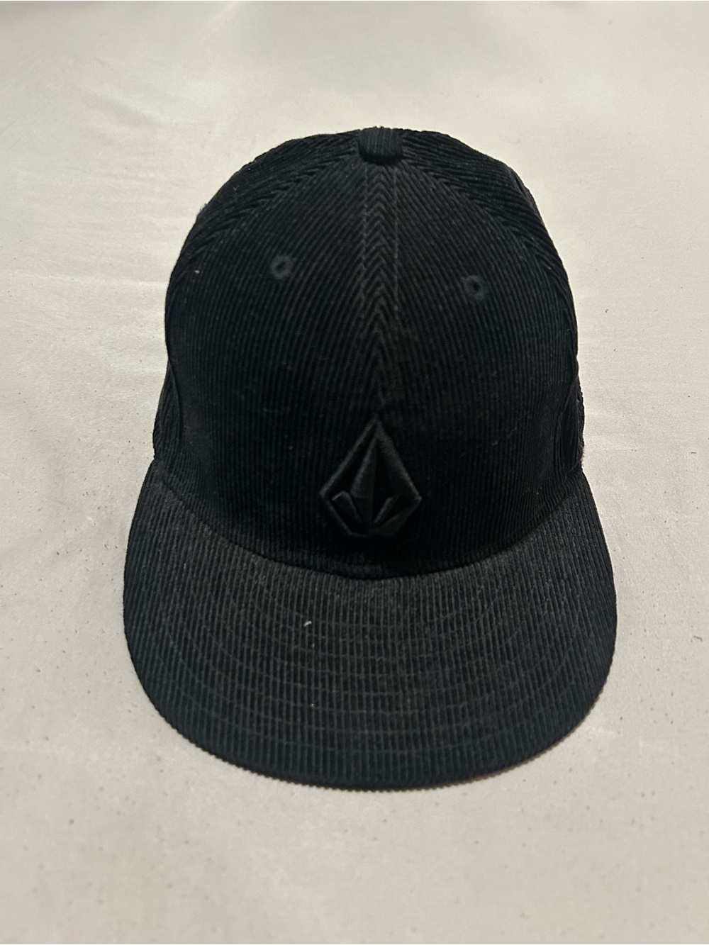 Volcom Black Corduroy Logo Flat-Brim Snapback
